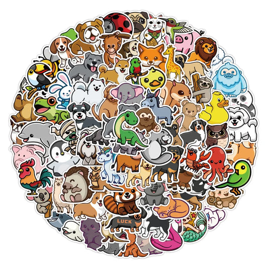 50/100Pcs Cute Animal Stickers for Kids Scrapbooking