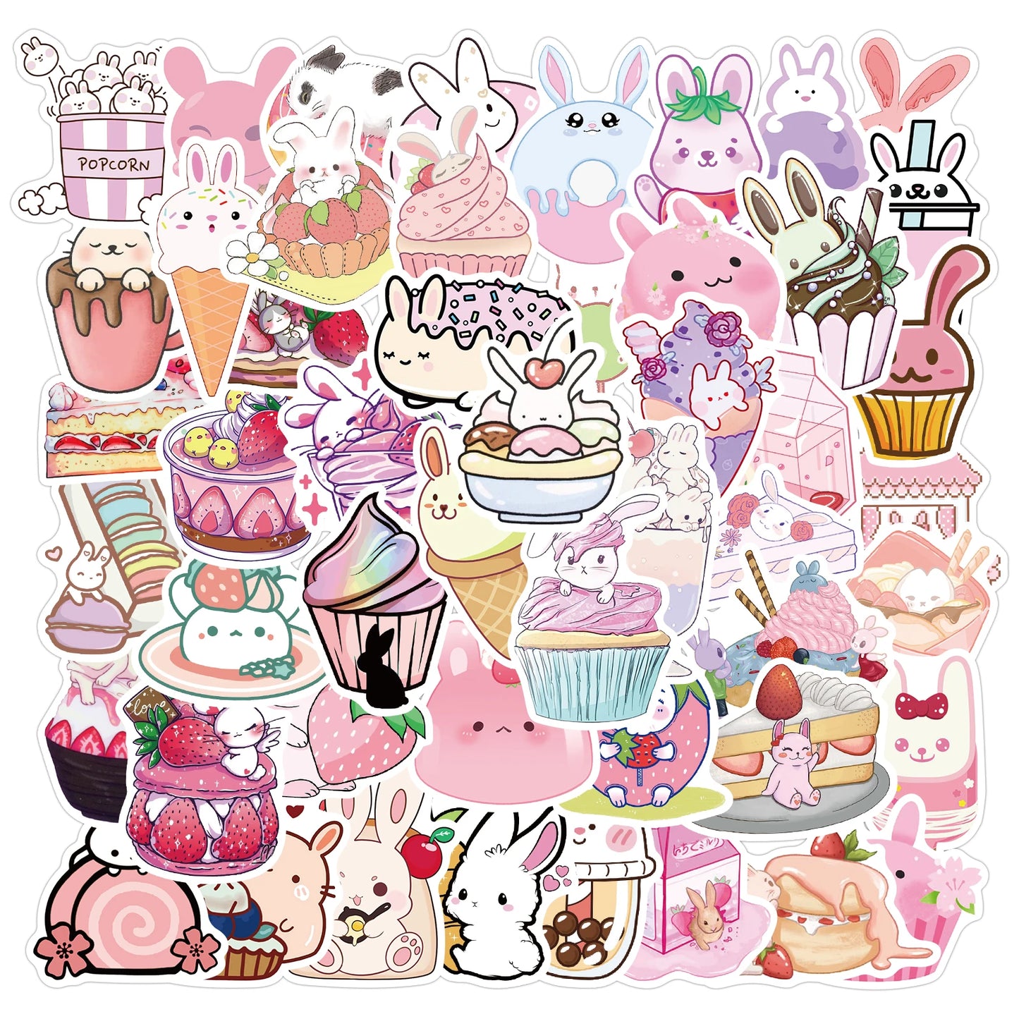 10/30/50PCS INS Style Cute Pink Pixel Cartoon Stickers DIY Bike Travel Luggage Laptop Graffiti Waterproof Sticker Kid Toy Decal