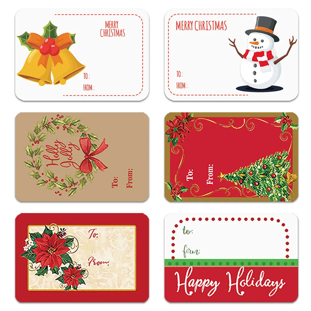 250pcs/roll 6 Designs Adhesive Christmas Gift Name Tags Present Seal Labels Christmas Decals Gift Package XMAS Sticke 2*3inch