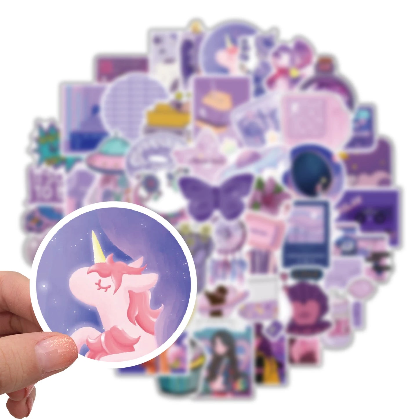 10/30/50PCS Cute Cartoon Purple INS Style Girl Graffiti Stickers Laptop Snowboard Luggage Fridge DIY Decal Kid Toy Cool Sticker