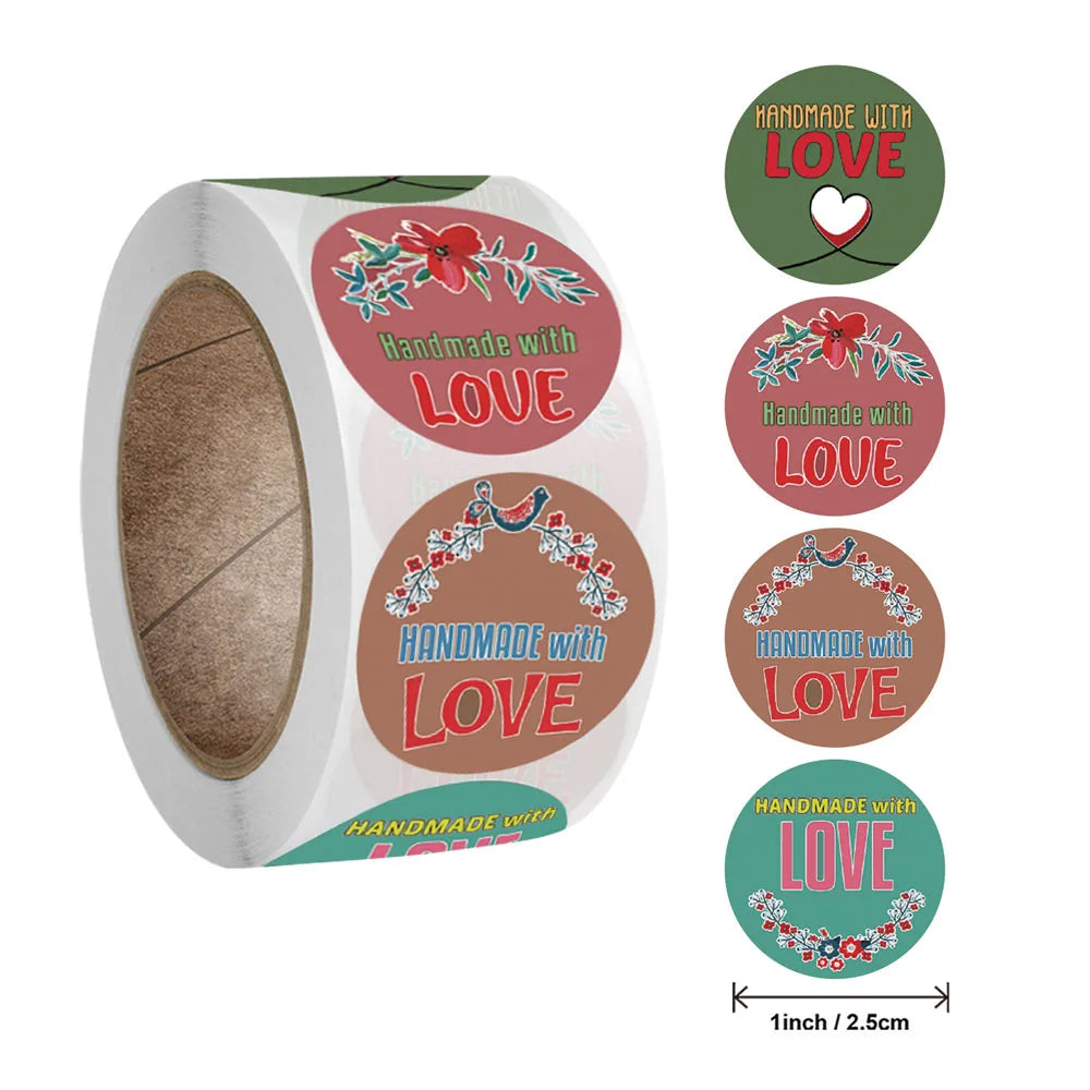 100-500pcs Love Shaped Label Sticker Scrapbooking Gift Packaging Seal Birthday Party Wedding Supply Stationery Sticker