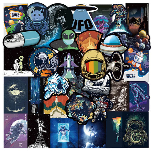 Outer Space Astronaut Stickers: 10/30/50pcs Waterproof Decals for Phone, Laptop, Guitar, Car, Kids