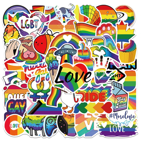 Rainbow LGBT Anime Stickers Pack - Waterproof Decals for Laptop, Skateboard, Suitcase, Kid Toy