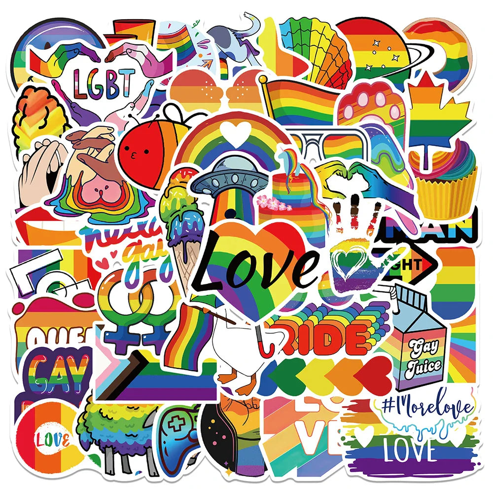 Rainbow LGBT Anime Stickers Pack - Waterproof Decals for Laptop, Skateboard, Suitcase, Kid Toy