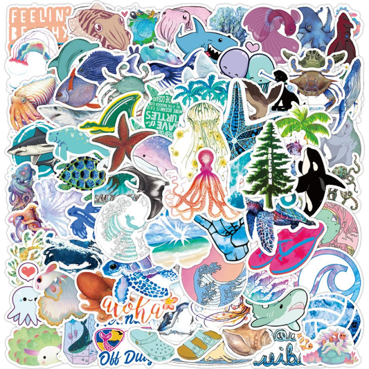 Marine Organism Stickers: Laptop, Guitar, Luggage, Phone, Waterproof Decals (10/30/50/100PCS)