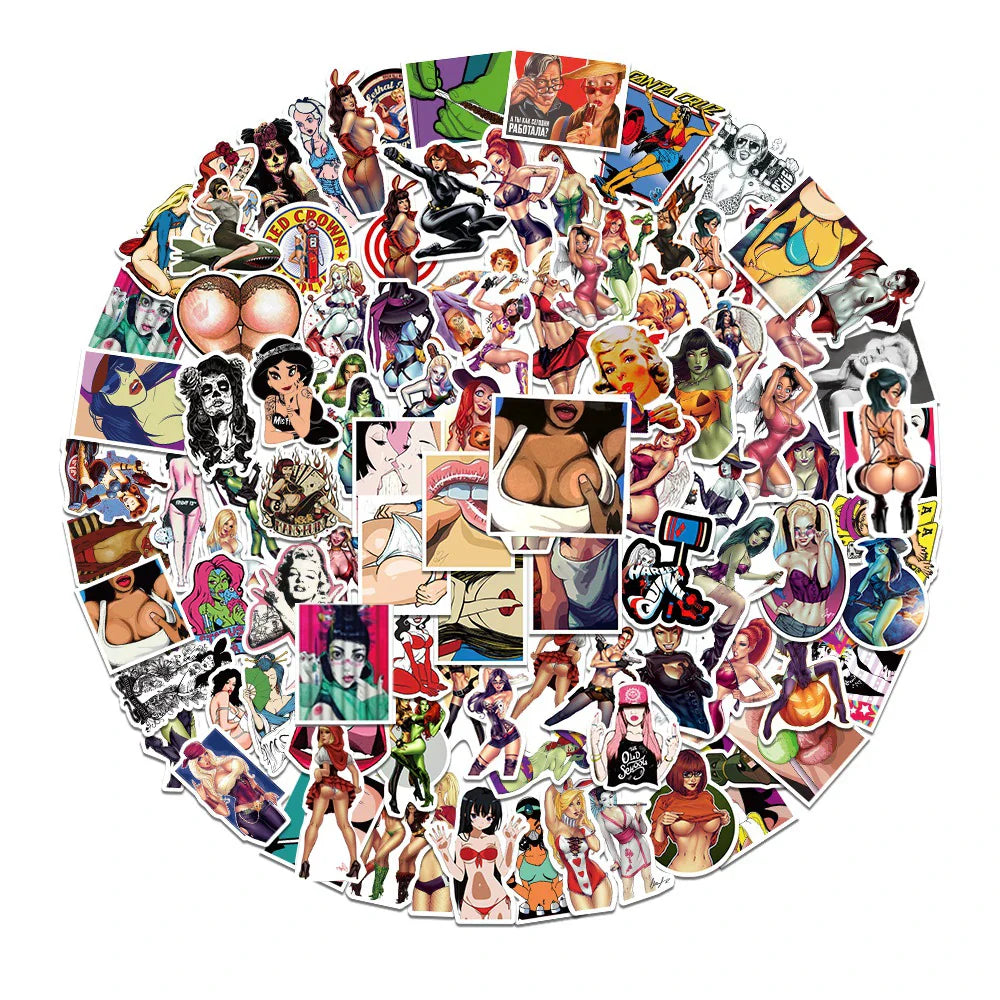 Anime Hentai Stickers Pack: Sexy Waterproof Laptop Skateboard Guitar Decor
