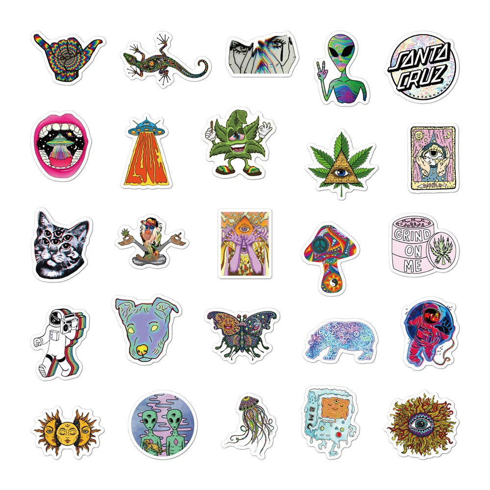 10/30/50pcs Cartoon Psychedelic Gothic Cool Stickers Aesthetic Art Graffiti Decals Skateboard Fridge Guitar DIY Sticker Kids Toy