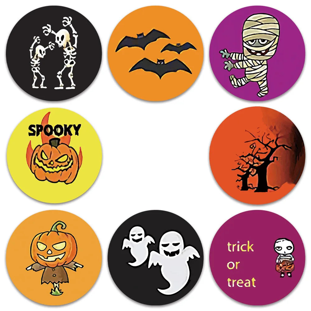 100-500pcs Halloween Pumpkin Ghost Sticker Packaging Sealing Label Sticker 1inch Gift Stickers Labels Horror Creation Decoration