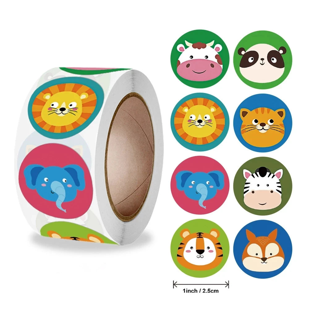 Stickers 500 Pcs/roll Teacher Rewards And Encourages Children Toys Cute Animal Stickers Sealing Stickers