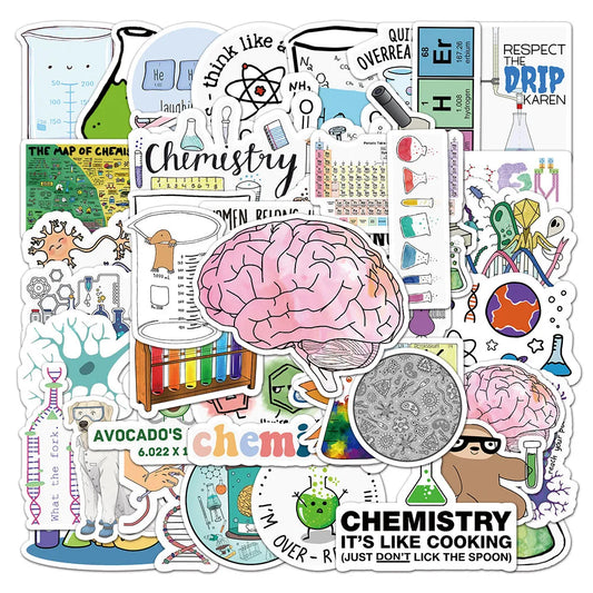 Science Lab Stickers: Physics Chemistry Decals for Skateboard, Laptop, Phone, Bike, Guitar, Motorcycle, Kid Toy (10/30/50PCS)