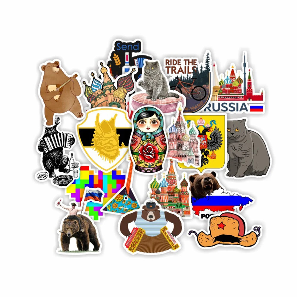 10/30/50PCS Retro Mix Russia Sign Matryoshka Bear Power Cool Stickers Motorcycle Laptop Guitar Phone Graffiti Decal Sticker Toy