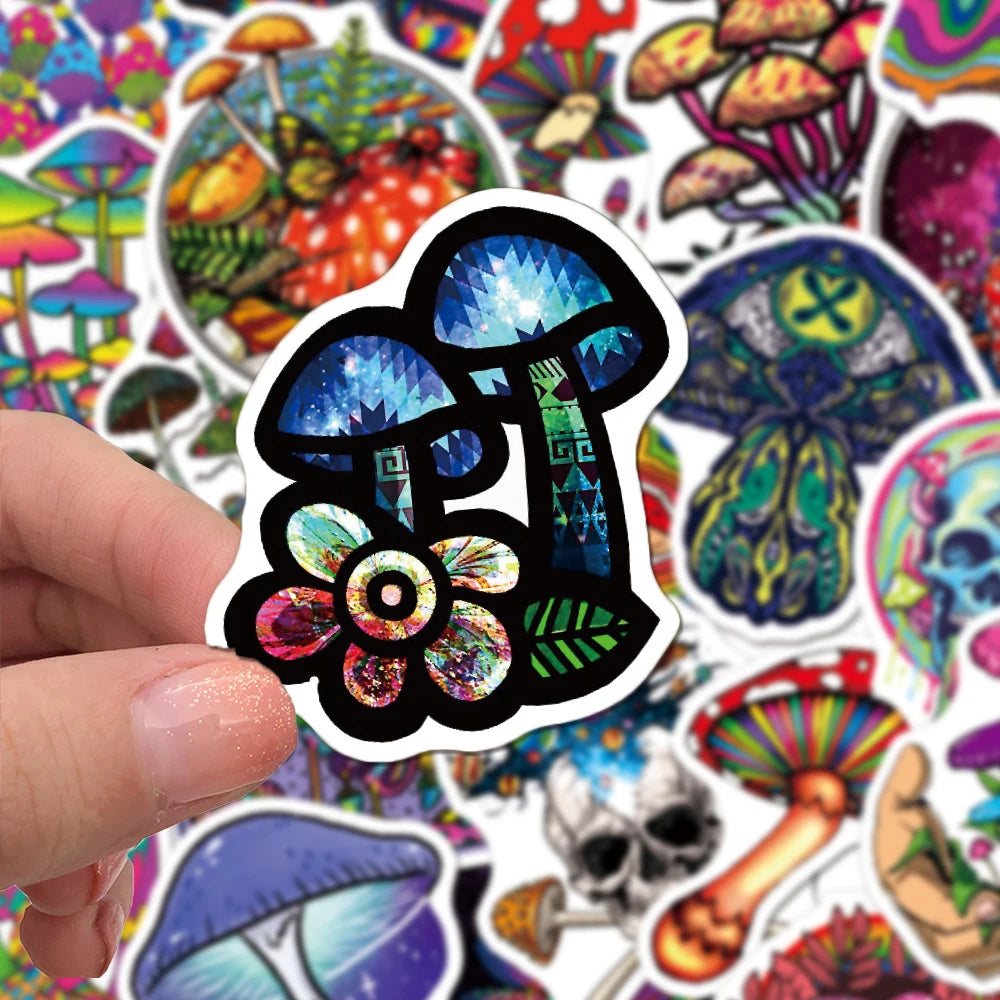 50/100PCS Psychedelic Mushroom Graffiti Stickers for Laptop Motorcycle Skateboard Art Fantasy Aesthetics Decals Waterproof Decor