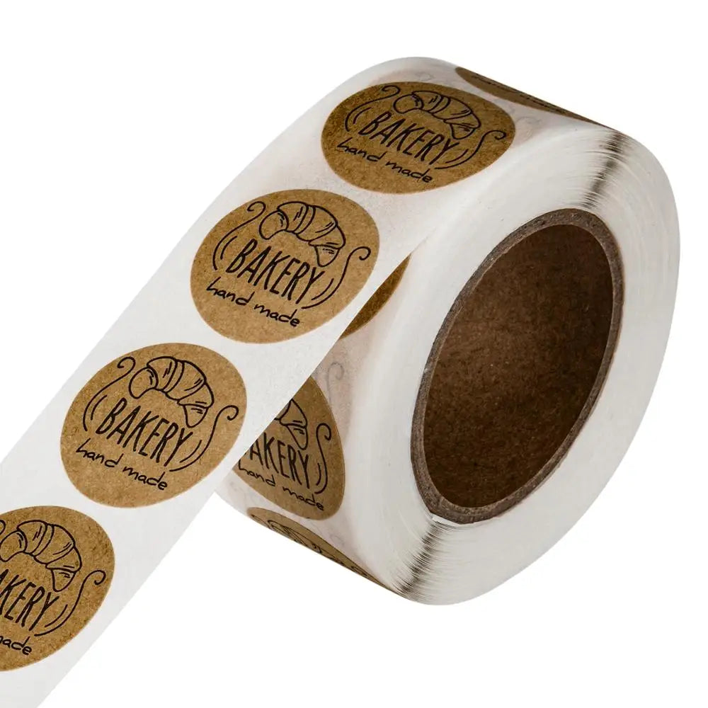 100-500pcs Kraft Paper Hand Made Stickers "bakery" Scrapbooking For Cookie Boxes Seal Labels Sticker Cute Stationery