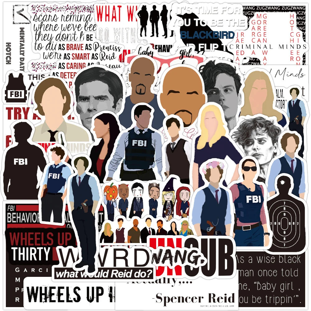 Criminal Minds Stickers Pack for Laptop, Motorcycle, Luggage, Phone, Guitar, Skateboard, Kid Toys