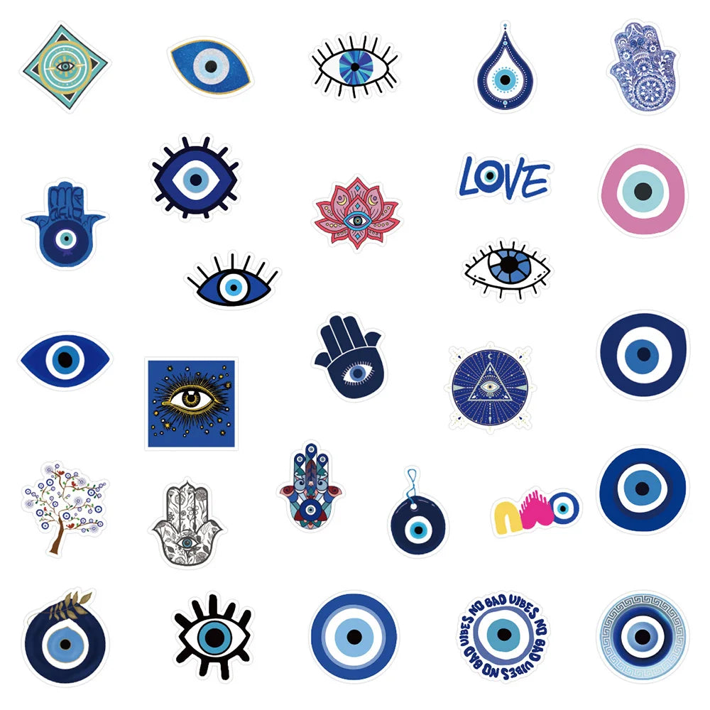 10/30/50pcs Turkish Evil Eye Graffiti Stickers Skateboard Guitar Laptop Motorcycle Luggage Bike Car Phone Cool Sticker Kid Toy