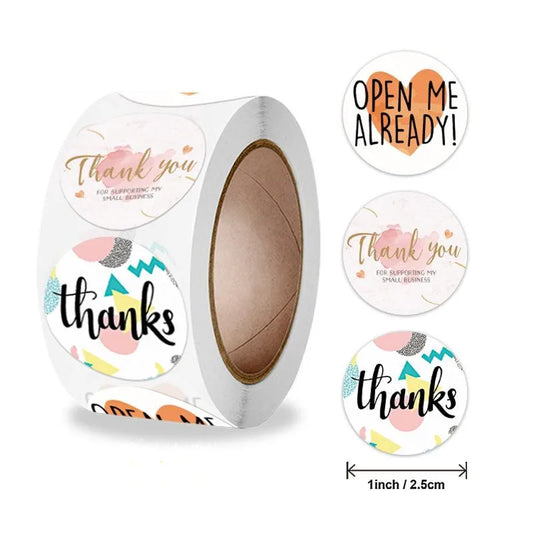 500 Pcs Thank You Stickers Rolls With Flower Sticker Seal For School Classroom Teacher Rewards Children With Gift Stickers