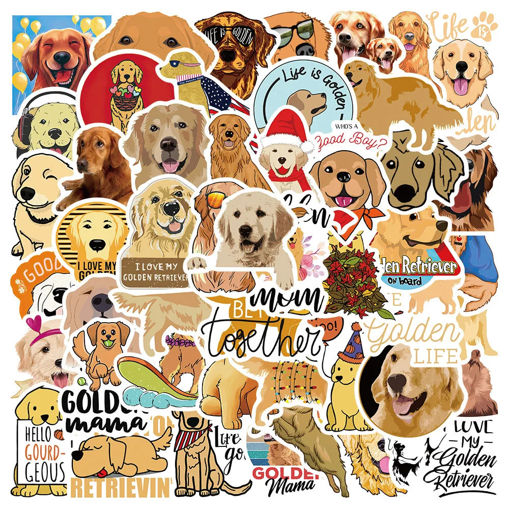 10/30/50PCS Golden Retriever Dog Stickers Cartoon DIY Bike Travel Luggage Laptop Kid Toys Classic Toy Decals Graffiti Sticker F3