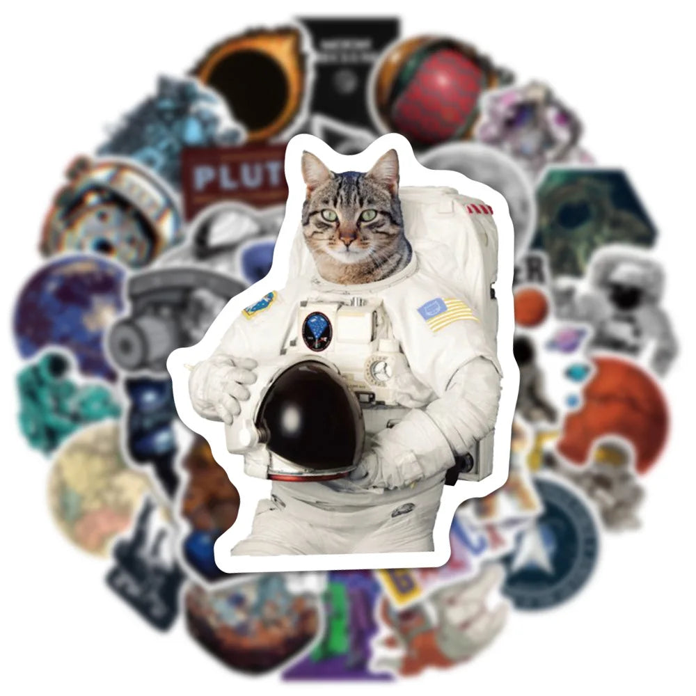 10/30/50/100PCS Outer Space Astronaut Waterproof Stickers Graffiti Decals Laptop Phone Luggage Skateboard Sticker for Kids Toy