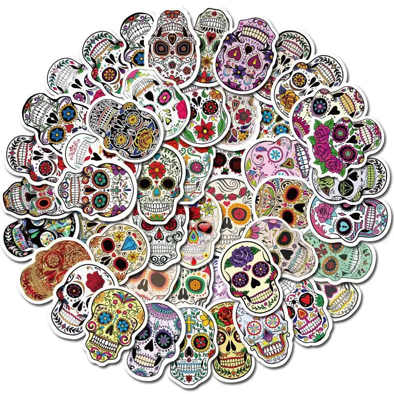 10/30/50PCS Colorful Skull Skeleton Funny Stickers DIY Car Motorcycle Luggage Phone Guitar Laptop Waterproof Joke Toy Sticker