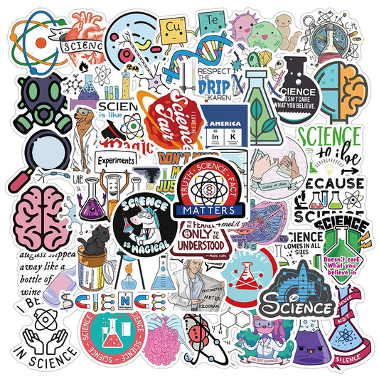 Science Lab Chemical Stickers - 10/30/50PCS PVC Decals for Fridge, Guitar, Laptop, Motorcycle, Luggage
