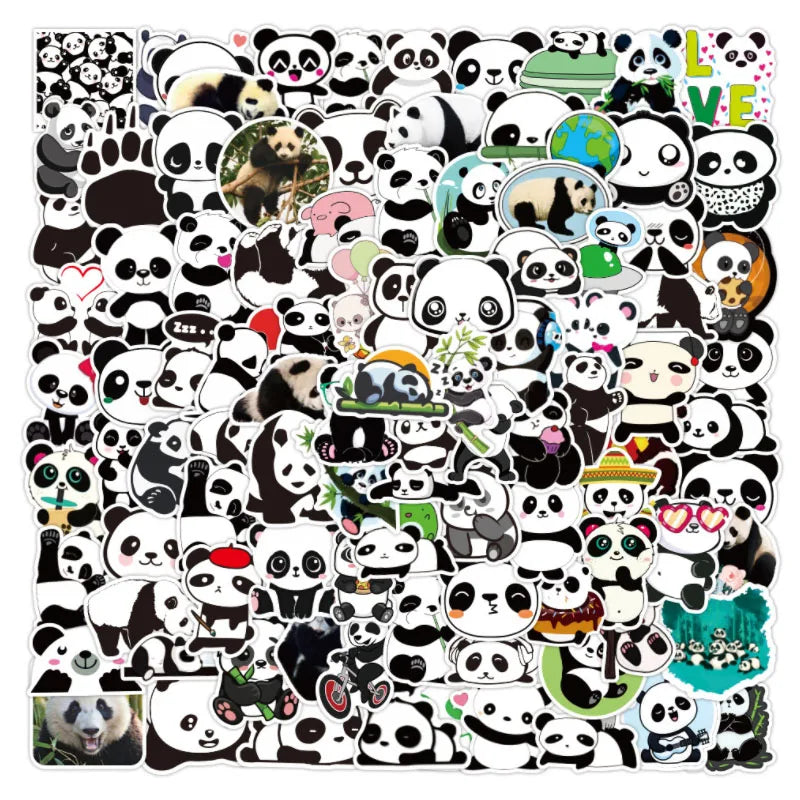 Cute Panda Stickers Waterproof Skateboard Suitcase Phone 10/30/50/100pcs