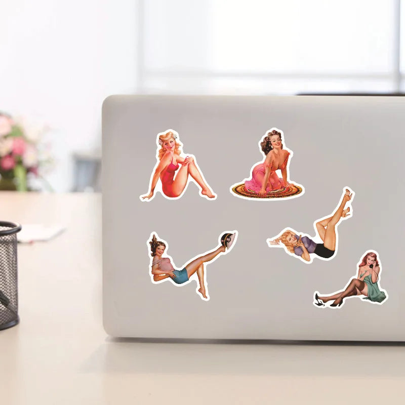 10/30/50pcs Retro Sexy  Pin Up Girl Stickers DIY Skateboard Car Bike Phone Notebook Laptop Luggage Waterproof Kids Sticker Toy