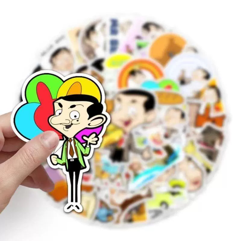 Mr Bean Stickers 50 Pieces Cute Funny Cartoon Mr Bean Classic Movie Animation Image Waterproof Stickers