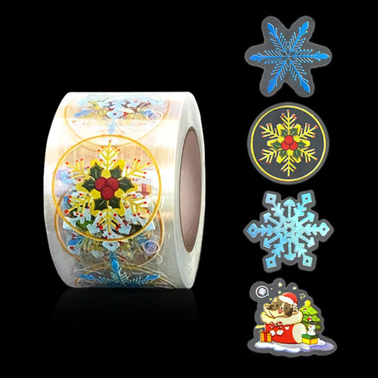 500pcs 1.5" Gold Snowflake Stickers Christmas Wedding Party Seals