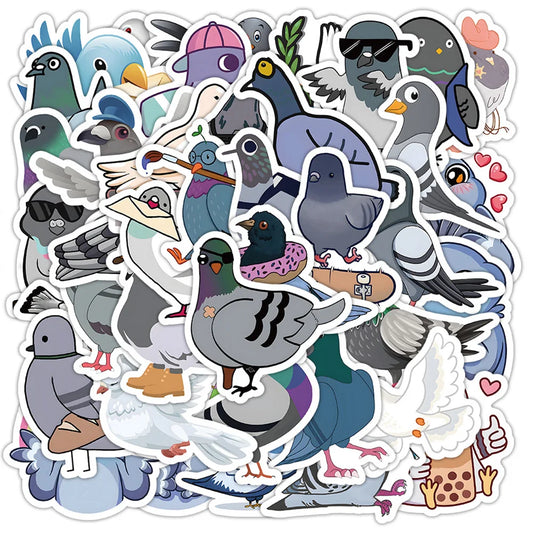 Cartoon Animal Pigeon Stickers for Laptop Guitar Phone Scrapbook Suitcase