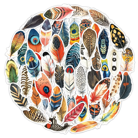 Colorful Feather Stickers PVC Waterproof Skateboard Notebook Graffiti Toy