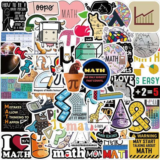 58pcs Funny Cartoon Math Stickers DIY Waterproof Graffiti For Laptop Luggage Guitar Phone Diary Vinyl Decals Kids Toy