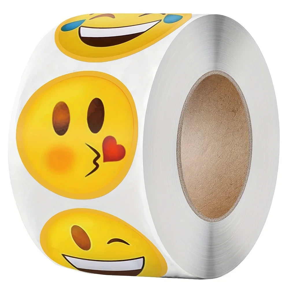 500pcs/roll Cartoon Funny Face Expression Reward Stickers, DlY Decoration Label  For Game Gift Envelope Self Adhesive Stickers