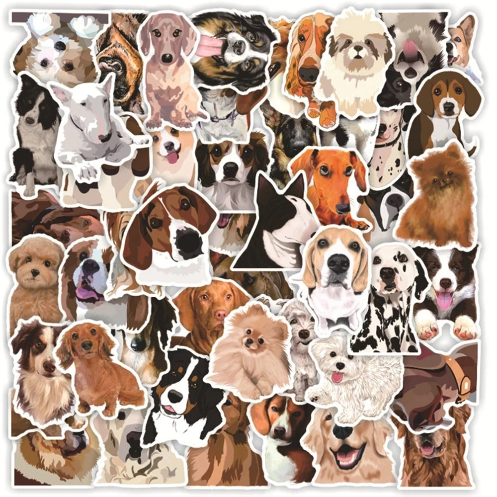 10/30/50PCS Dog Stickers Kawaii Animal Cartoon Decals Toys DIY Suitcase Notebook Phone Laptop Luggage PVC Hand Account Material