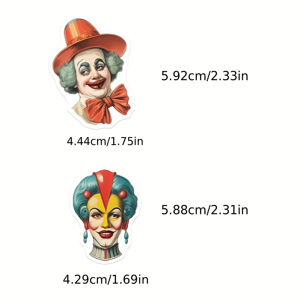 10/25/50PCS Amusement Park Circus Funny Joker Sticker Art Waterproof Halloween DIY Laptop Refrigerator Guitar Helmet Toys Decal