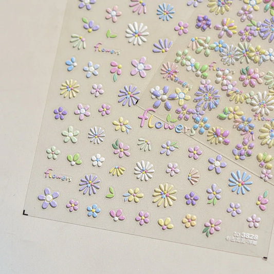 5D Flower Nail Art Stickers Kawaii Macaron Decals DIY Adhesive