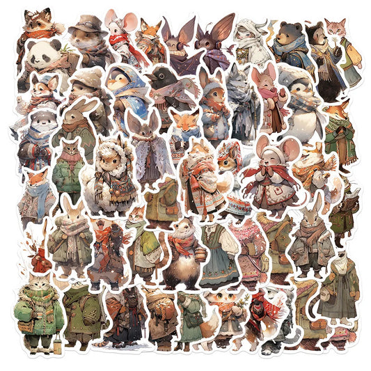 Cute Winter Animal Cartoon Stickers - 10/50pcs for Scrapbooking, Guitar, Snowboard, Luggage