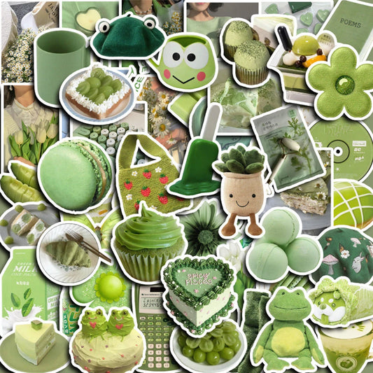 Cute Green Cartoon Stickers 10/30/60pcs DIY Decals for Notebook Phone Bike Suitcase Laptop Car Kids