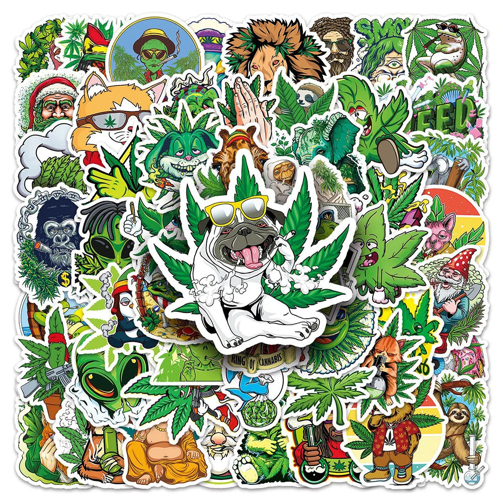 10/30/50/100PCS Funny Characters Weed Sticker Packs