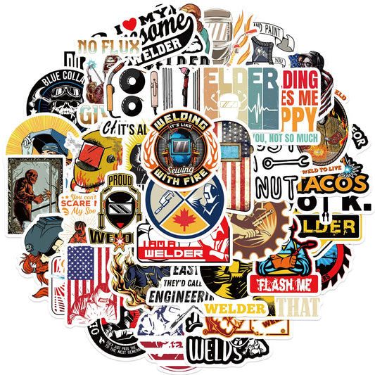 Cartoon Welder Stickers for Suitcase, Skateboard, Laptop, Luggage, Fridge, Phone, Car - 10/30/50pcs Decal Set