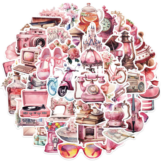 Cartoon Pink Graffiti Stickers for Snowboard Laptop Luggage Car Fridge DIY Vinyl 10/30/60Pcs