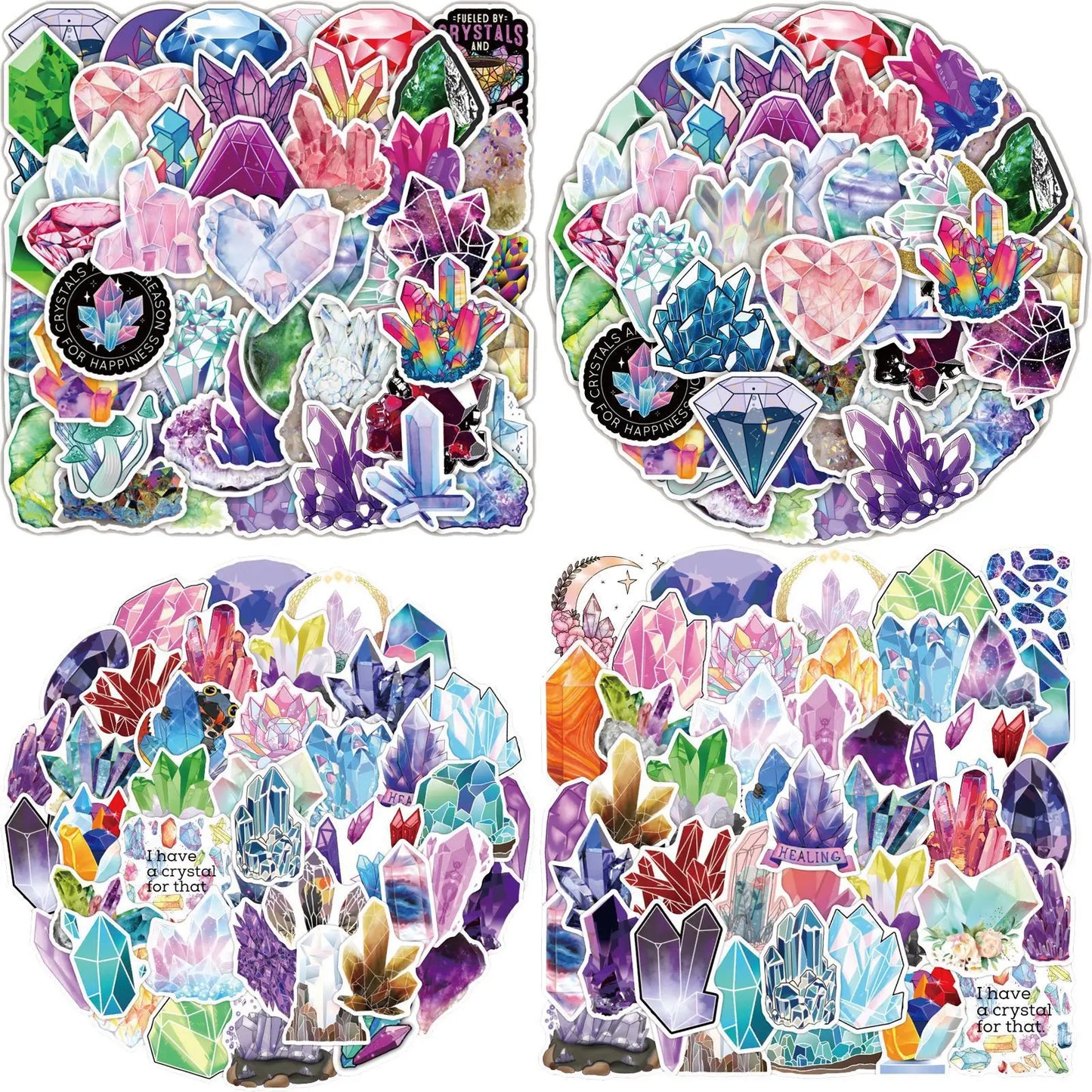 50pcs Crystal Cartoon Graffiti Stickers Waterproof for Laptop, Car, Luggage, Phone, Helmet, Kids Toy