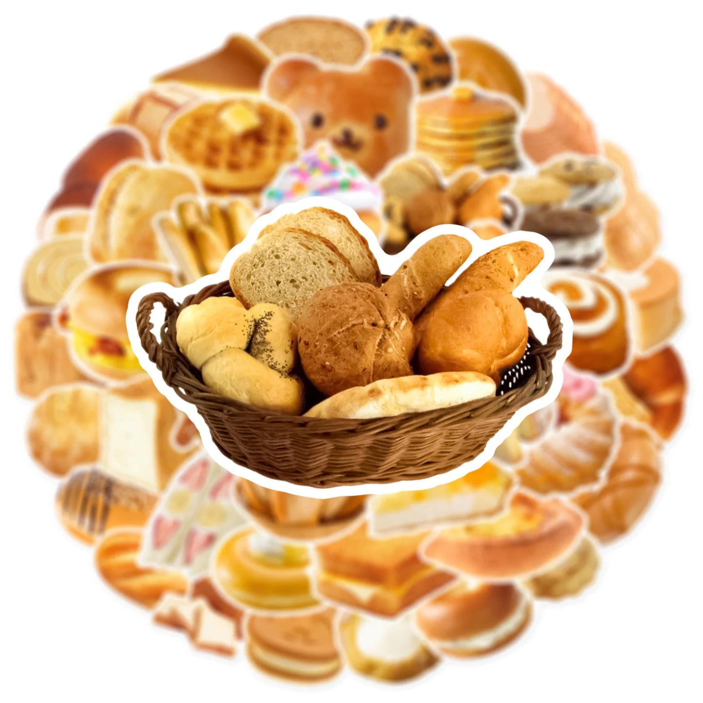 10/25/50pcs Bread Cakes Bakery Baked Goods Sticker Packs