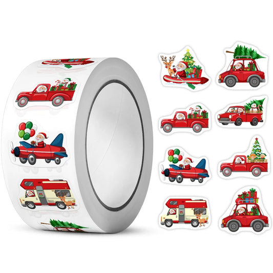 Christmas Santa Stickers 100-500pcs 8 Designs 1 Inch