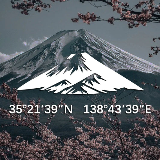 MOUNT FUJI Latitude Longitude Decal for Cars & Laptops