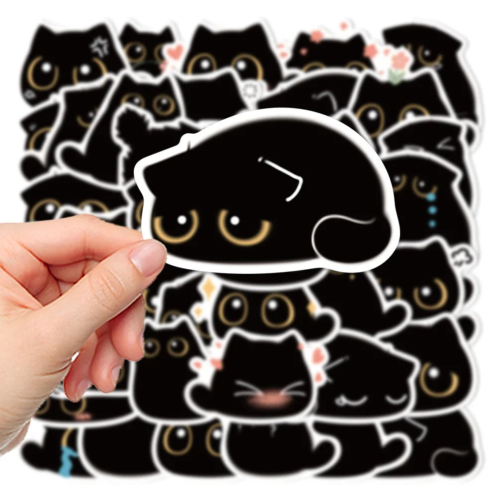 10/20/40PCS Cartoon Black Cat Sticker Packs