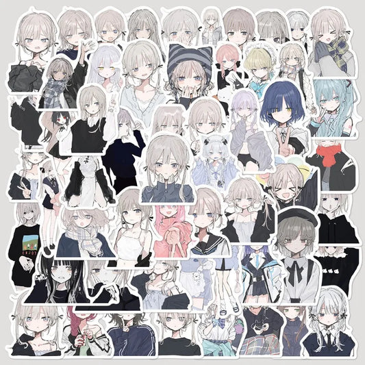 56pcs Anime Sick Girl Stickers for Helmet, Wall, DIY Decoration Wholesale