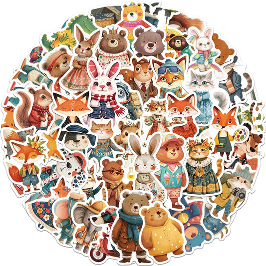 Cartoon Animal Graffiti Stickers for Laptop, Luggage, Car, Fridge - 10/30/50Pcs Vinyl Set