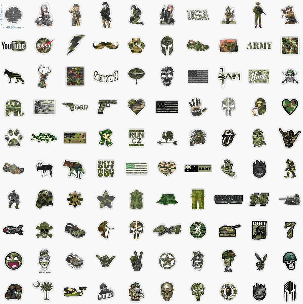 50/100PCS Military Graffiti Sticker Pack Cool Soldier Car Stickers and Decals Vinyl DIY Laptop Skateboard Phone Case for Boys