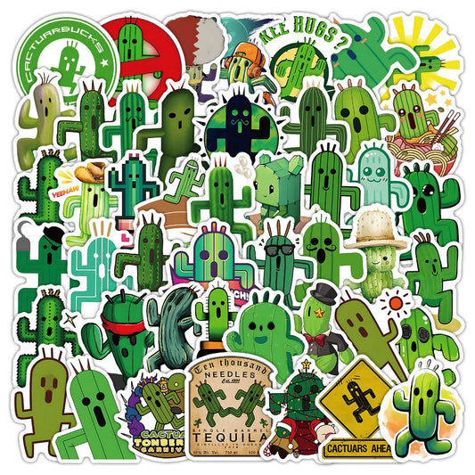 Cactus Stickers Set: Cartoon DIY Laptop Phone Decals