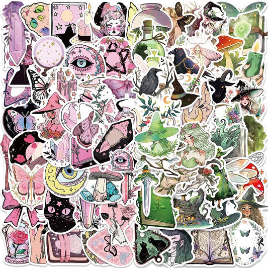Kawaii Pharmacist Witch Stickers - 10/30/50/100pcs for Laptop, Suitcase, Phone, Diary